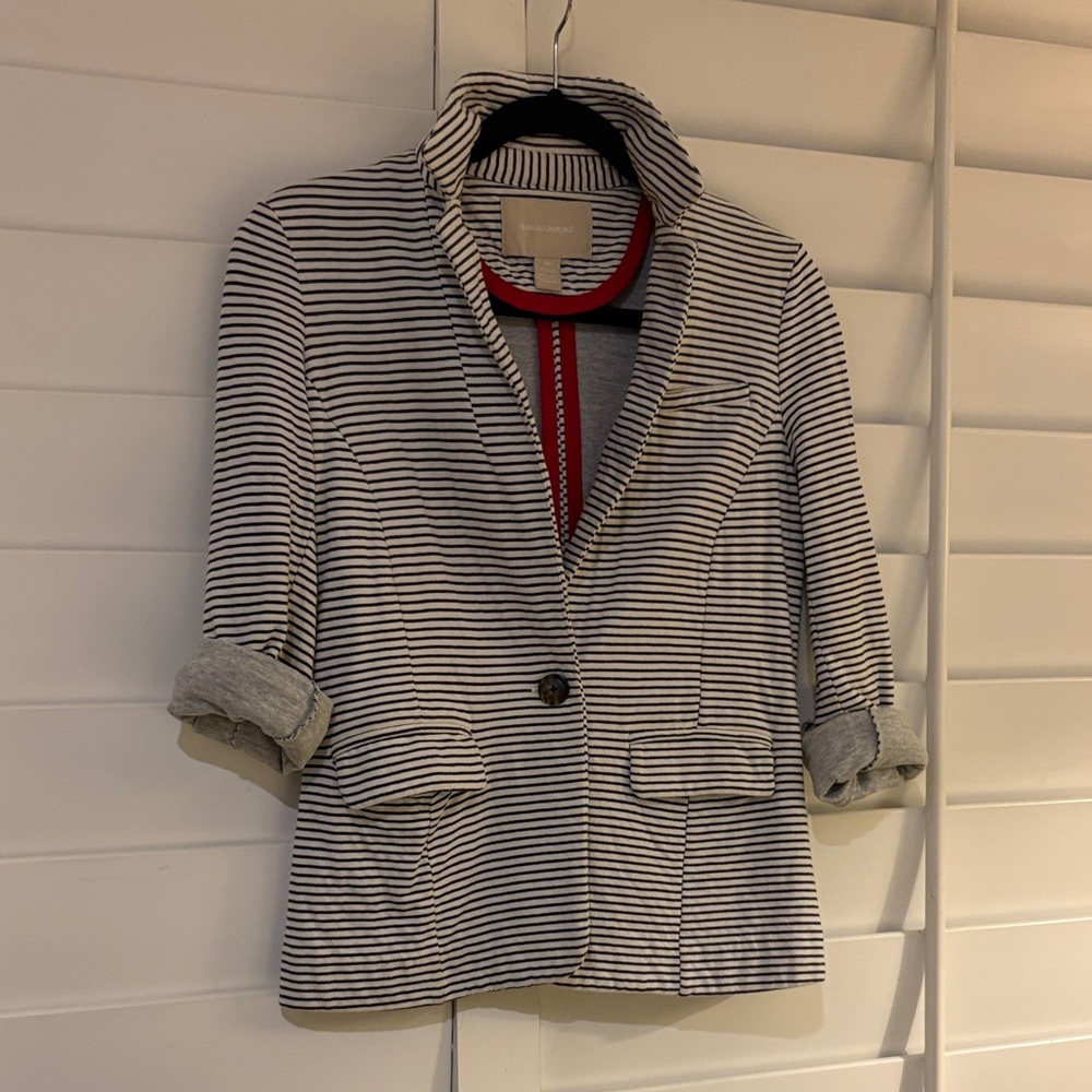 Banana Republic Black and White Striped Jacket